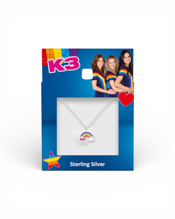 Zilveren k3 ketting regenboog wolkjes