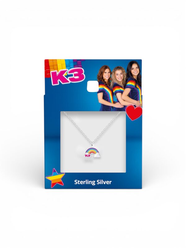 Zilveren k3 ketting regenboog wolkjes