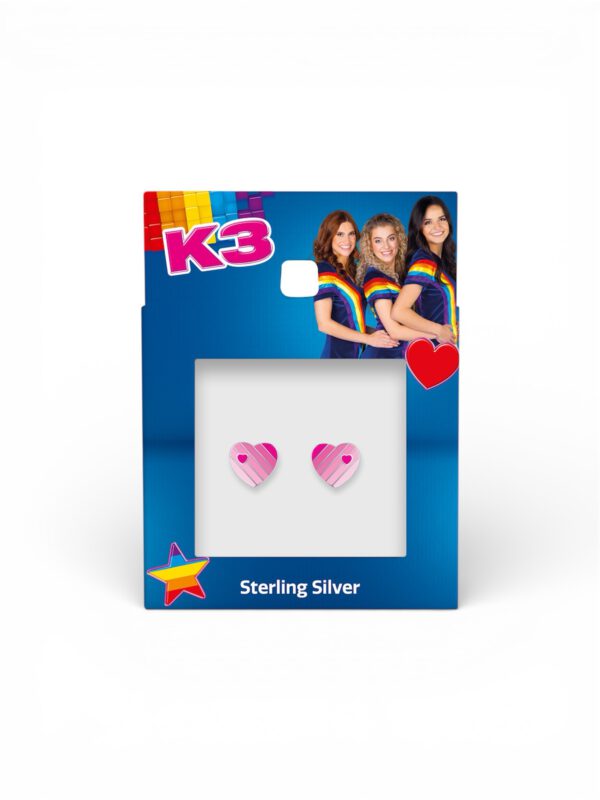zilveren k3 oorbellen hart