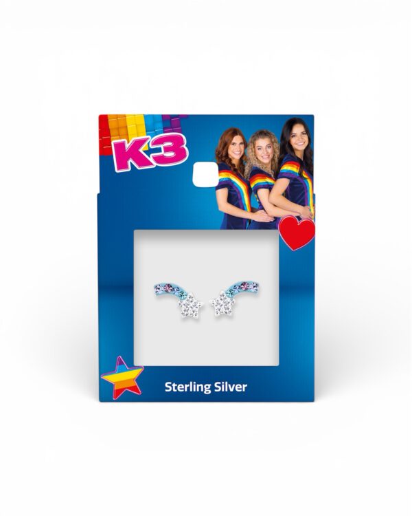Zilveren k3 oorbellen vallende ster